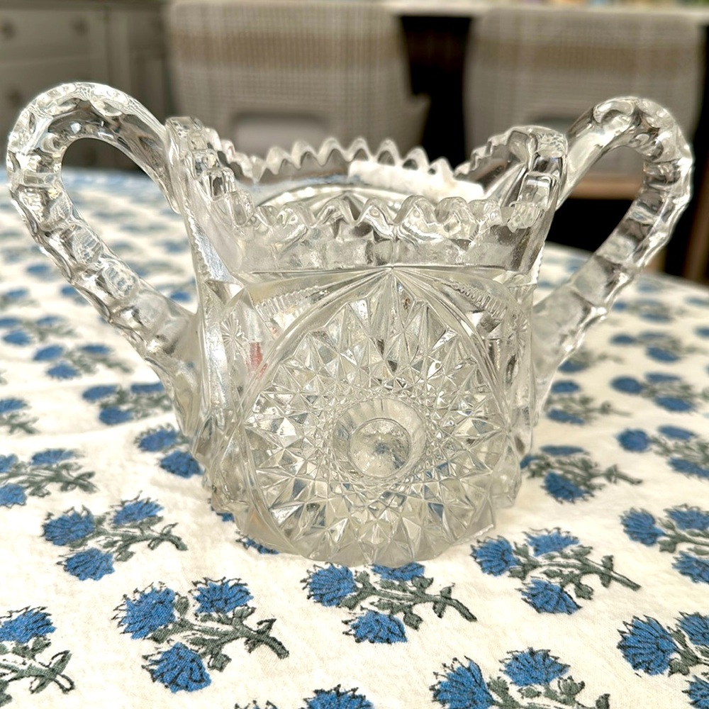 Early American Brilliant Glass Open Sugar Bowl